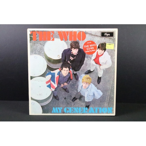 154 - Vinyl - 7 albums by The Who to include My Generation (original 1st pressing on Brunswick - LAT 8616)... 