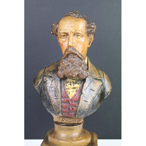 120 - Heavy painted Charles Dickens bust, approx 35cm tall