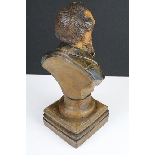 120 - Heavy painted Charles Dickens bust, approx 35cm tall