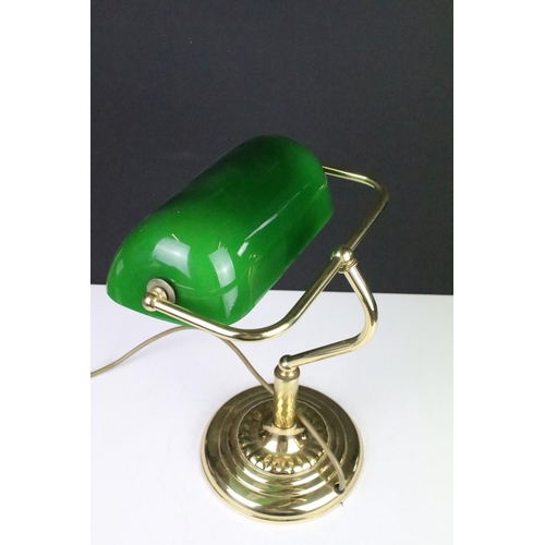 123 - Banker’s Lamp in the Early 20th century manner with green swivel glass shade, 26cm high