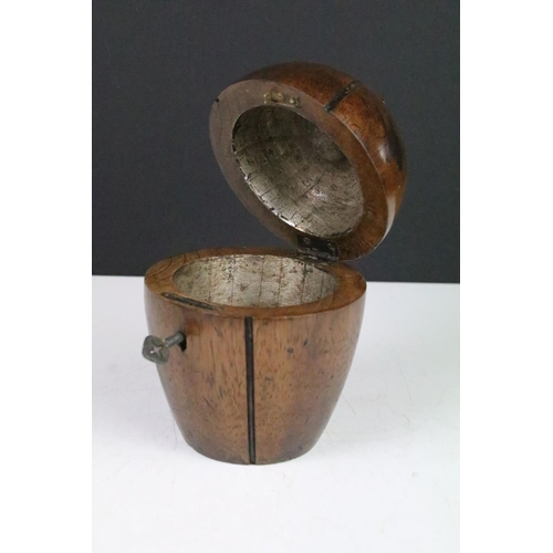 125 - Georgian style fruitwood melon shaped tea caddy