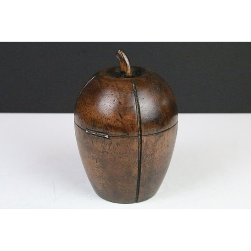 125 - Georgian style fruitwood melon shaped tea caddy