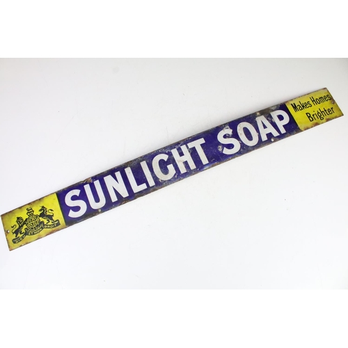 140 - Advertising - ' Sunlight Soap Makes Homes Brighter ' enamel wall sign, approx 76cm W x 8cm H