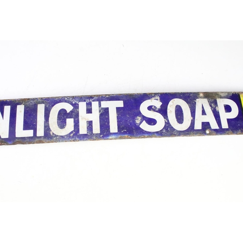 140 - Advertising - ' Sunlight Soap Makes Homes Brighter ' enamel wall sign, approx 76cm W x 8cm H