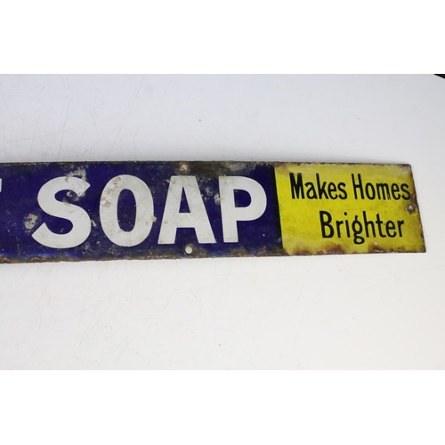 140 - Advertising - ' Sunlight Soap Makes Homes Brighter ' enamel wall sign, approx 76cm W x 8cm H