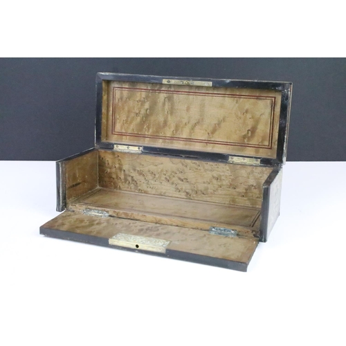 146 - 19th Century Boulle work tortoiseshell glove box with vacant cartouche to lid and fall front, approx... 