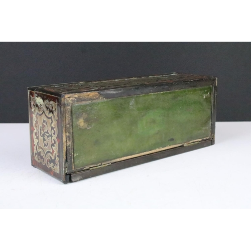 146 - 19th Century Boulle work tortoiseshell glove box with vacant cartouche to lid and fall front, approx... 