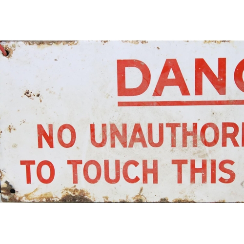 154 - ' Danger - No Unauthorised Person To Touch This Switchboard ' enamel wall sign, approx 50cm x 18cm