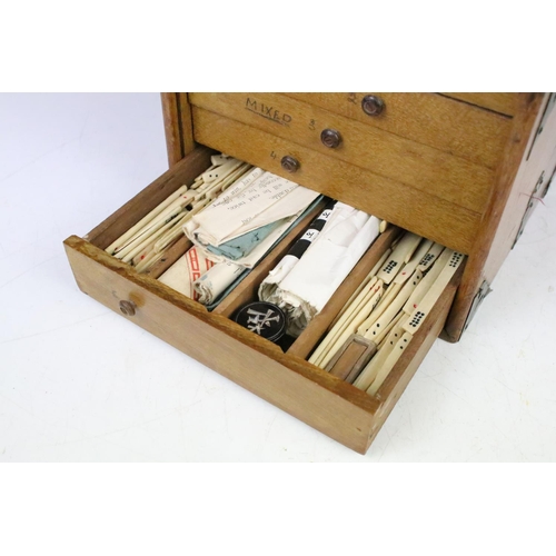 161 - Vintage Chinese MahJong set with bone & bamboo tiles and playing pieces, housed within a wooden case... 