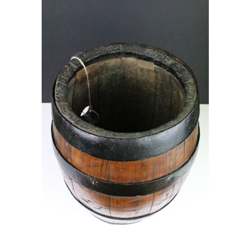 165 - Coope & Co Ltd vintage iron bound coopered beer barrel, approx 40cm tall