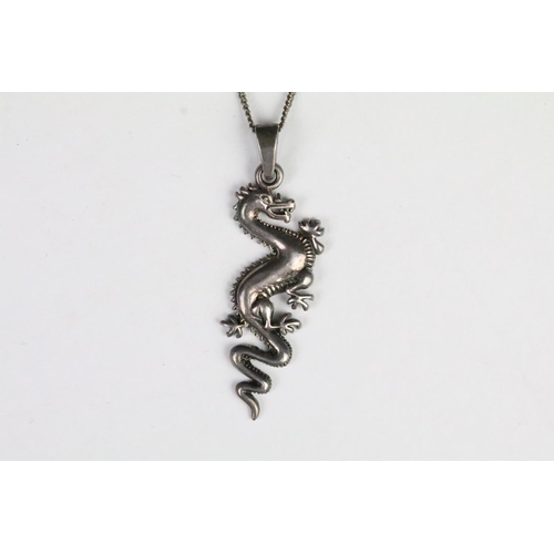 199 - Silver Pendant in the form of a Chinese Dragon on a Silver Chain