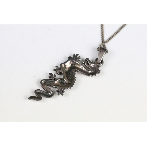 199 - Silver Pendant in the form of a Chinese Dragon on a Silver Chain