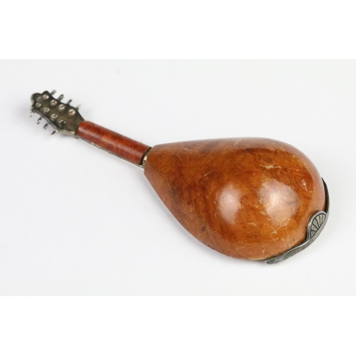 209 - Miniature Novelty Silver and Maple Wood Mandolin, 11cm long