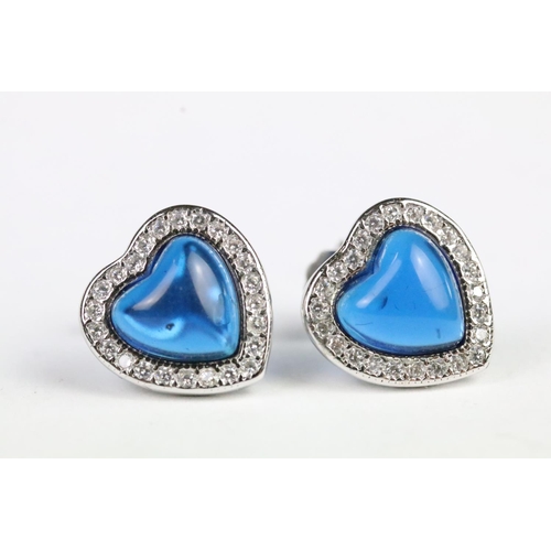 238 - Pair of silver and CZ heart shaped stud earrings