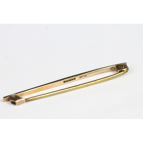 253 - 9ct gold gents tie pin and brooch