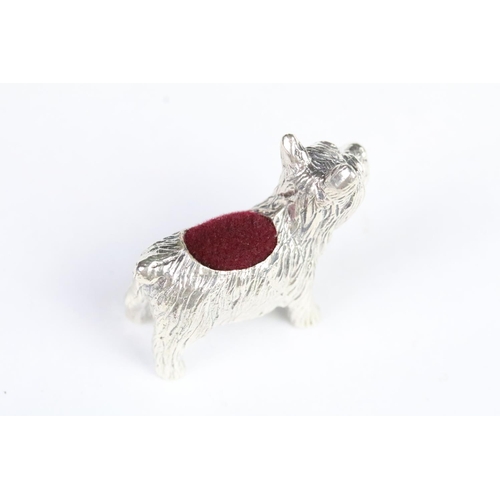 269 - Silver dog pincushion