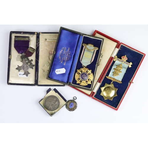 272 - A selection of R.A.O.B. medals / jewels to include silver example together with a full size M.B.E. m... 