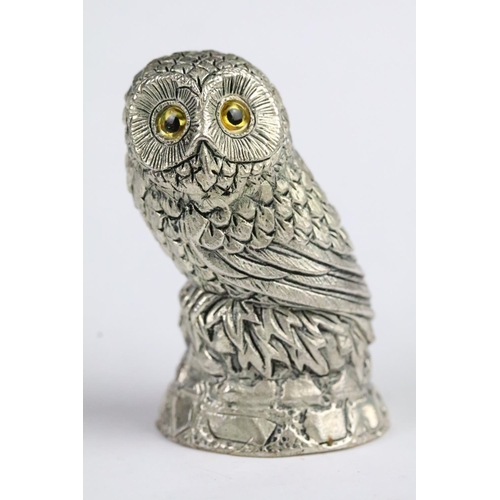 279 - Pair of silver plated owl condiments