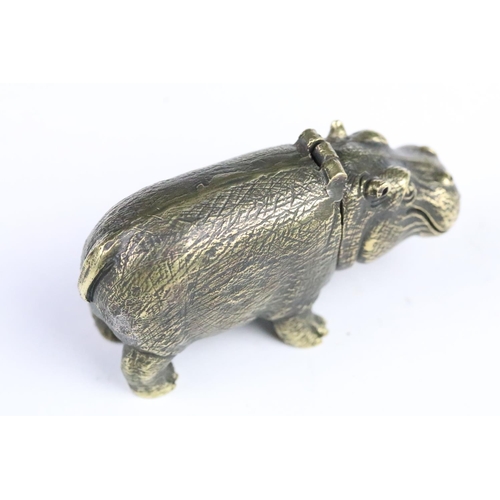 288 - Brass vesta case in the form of a hippo