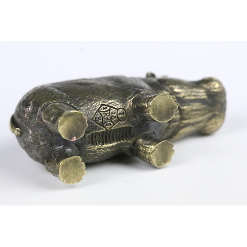 288 - Brass vesta case in the form of a hippo