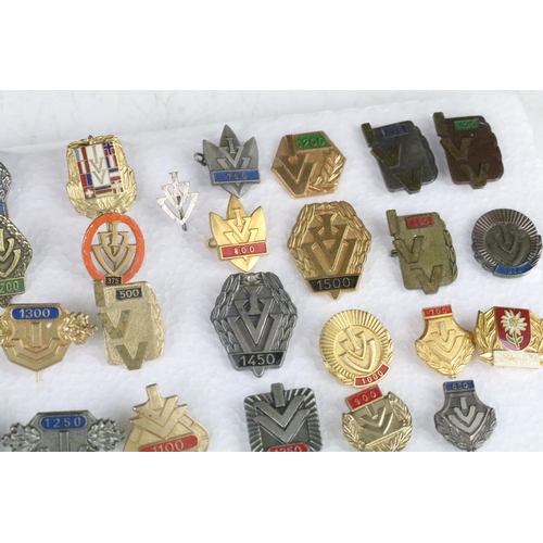 290 - Collection of assorted IVV distance hiking award pins. 59 in total.