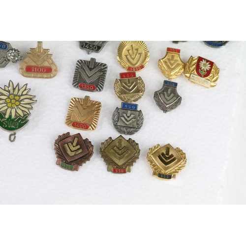 290 - Collection of assorted IVV distance hiking award pins. 59 in total.