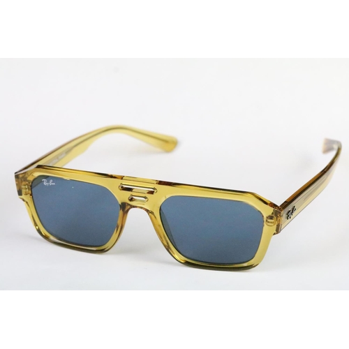 313 - Pair of original boxed Ray Ban 'Corrigan' sunglasses in transparent yellow with dark blue lenses, co... 