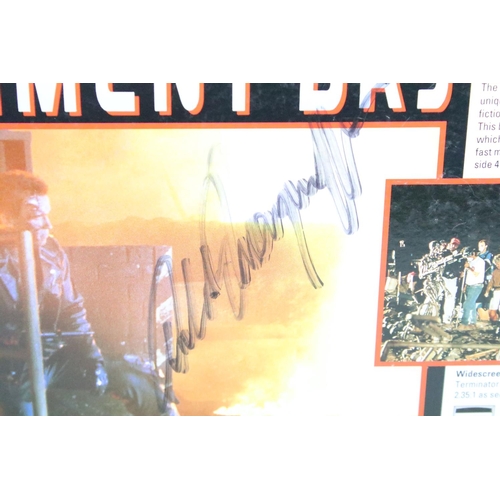 316 - Signed Terminator 2 Judgement Day laser disc LP record. The record signed twice by Arnold Schwarzneg... 