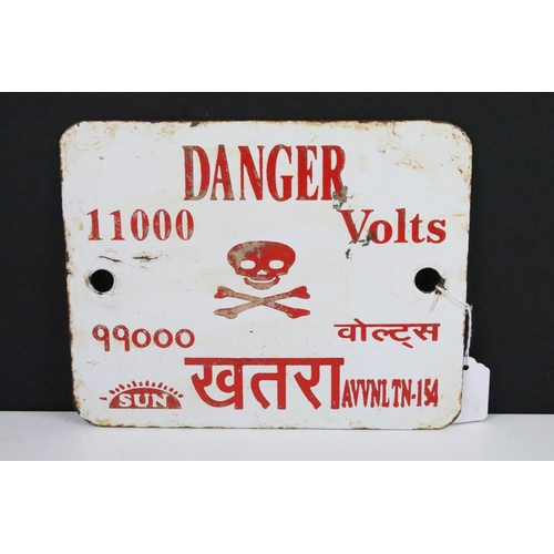 104A - Two enamel 'Danger' wall signs with red lettering on white ground, together with a Gas Appliances me... 