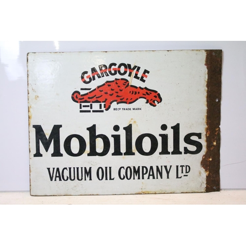 177 - Advertising - Mobiloils double sided enamel wall sign, approx 54cm x 40cm