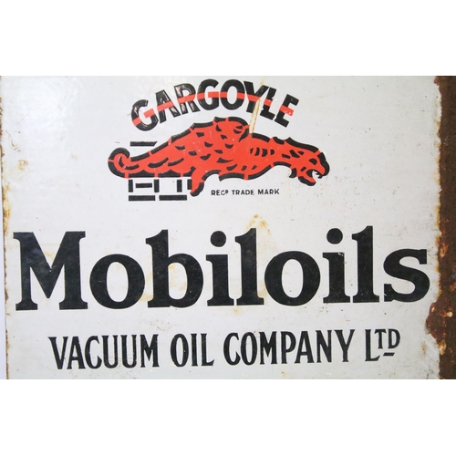 177 - Advertising - Mobiloils double sided enamel wall sign, approx 54cm x 40cm