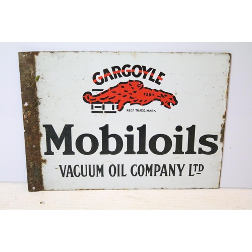 177 - Advertising - Mobiloils double sided enamel wall sign, approx 54cm x 40cm