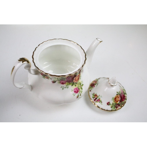 85 - Old Country Roses tea pot, hot water pot, sandwich plate, six tea cups, six coffee cups, two milk ju... 