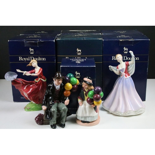 89 - Seven Royal Doulton figurines to include Helen, Top of The Hill, Elyse Green, Lynn, Balloon Girl, Ba... 