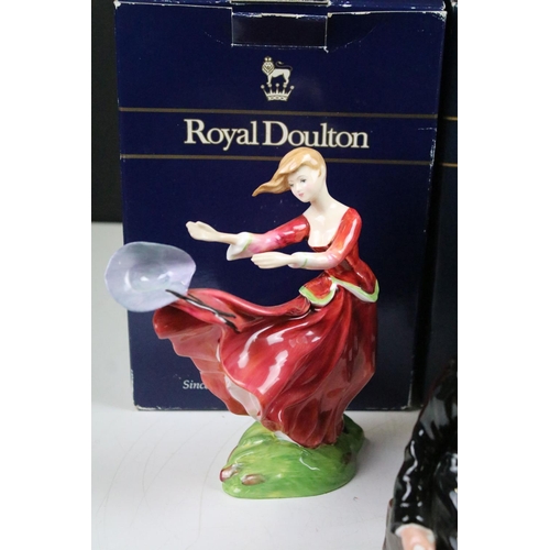 89 - Seven Royal Doulton figurines to include Helen, Top of The Hill, Elyse Green, Lynn, Balloon Girl, Ba... 