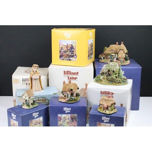 91 - Collection of Lilliput Lane cottage figurines in their original packaging, to include 'The Good Life... 