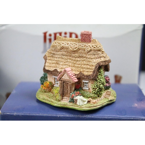 91 - Collection of Lilliput Lane cottage figurines in their original packaging, to include 'The Good Life... 