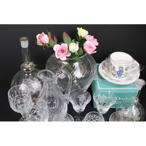 93 - Large collection of mixed glass & ceramics to include Royal Doulton, Webb crystal, Bohemia Crystal, ... 