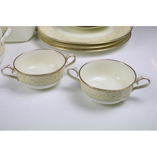 94 - Extensive Noritake tea and dinner service Chalfonte pattern tea service having yellow borders with f... 