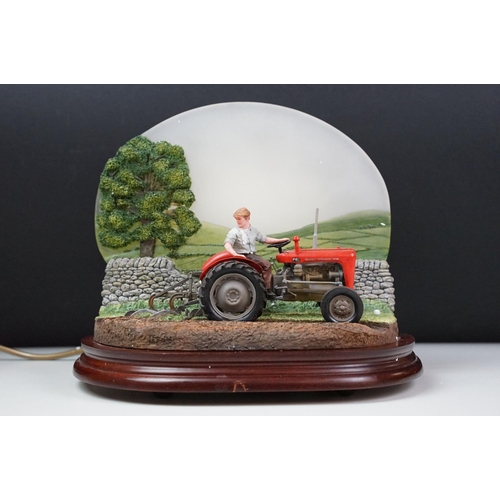 10 - Boxed Border Fine Arts Studio A7687 'Dawn Till Dusk' Table Lamp (Backlit MF35 Tractor), together wit... 