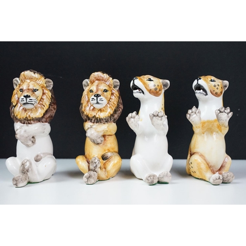 18 - Giuseppe Ronzan - A set of hand painted jungle animal ceramic chess pieces, circa 1968, ltd edn of 2... 