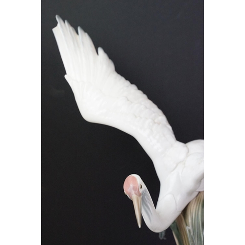 22 - Lladro Cranes porcelain figure group, no. 1456, one bird with outstretched wings on the water, anoth... 