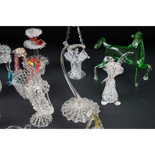 28 - Collection of over 20 pieces of hand blown & Murano ornate glass figures / ornaments