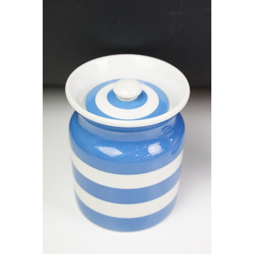 30 - T.G. Green Cornish Ware blue & white ceramics, 6 pieces, to include two storage jars & covers, rolli... 