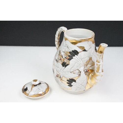 35 - Chinese Famille Rose Cantonese teapot & cover, decorated with figural & floral panels (approx 16cm t... 