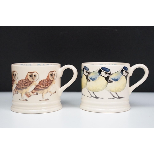 38 - Emma Bridgewater - Two Bird Mugs, Two Cockerel pattern Dip Bowls made for Howdens, Pansy pattern Vas... 