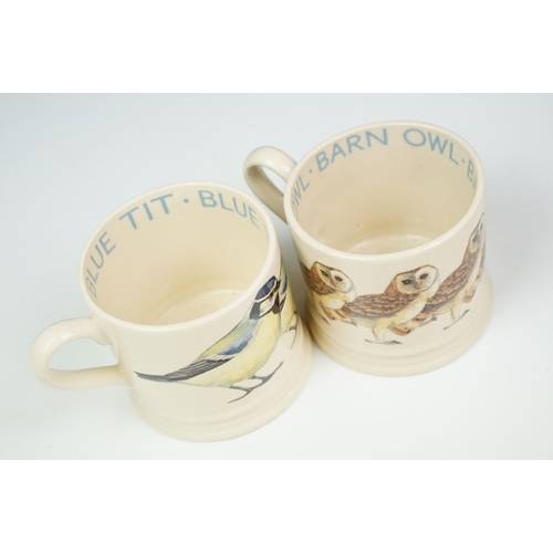 38 - Emma Bridgewater - Two Bird Mugs, Two Cockerel pattern Dip Bowls made for Howdens, Pansy pattern Vas... 