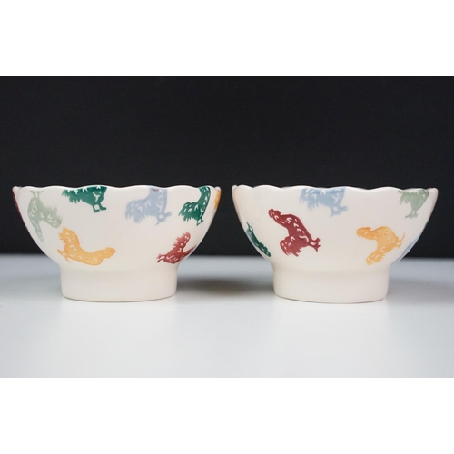 38 - Emma Bridgewater - Two Bird Mugs, Two Cockerel pattern Dip Bowls made for Howdens, Pansy pattern Vas... 