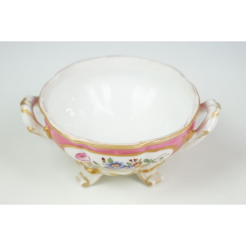 44 - 19th Century Swansea porcelain sugar bowl having twin handles and moulded finial handle to top with ... 