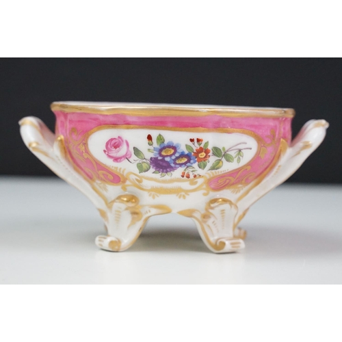 44 - 19th Century Swansea porcelain sugar bowl having twin handles and moulded finial handle to top with ... 